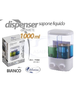 DISPENSER SAPONE LIQUIDO DOPPIO ML.1000 BIANCO DA PARETE