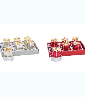 SET 6 CANDELE SEGNAPOSTO MOD.PACCO DONO ASS.2 COL. DIAM.4