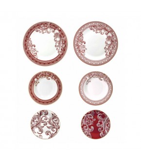 SERVIZIO TAVOLA 18PZ. ROYAL RED PORCELLANA