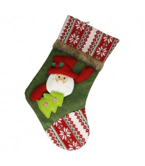 CALZA EPIFANIA BABBO NATALE CON ALBERO VERDE