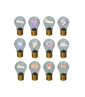 LAMPADINA COLORI E DECORI ASSORTITI IN VETRO